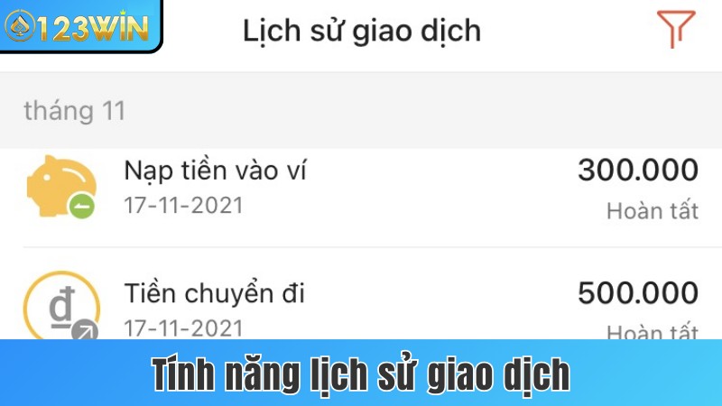 Tính năng lịch sử giao dịch